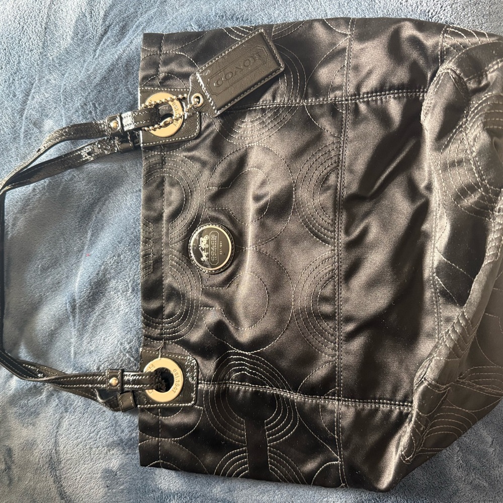 Coach Black Patterned Tote Bag